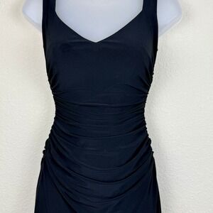 Vtg Laundry by Shelli Segal Long Black Evening Gown Sz 2 Sweetheart LBD Formal